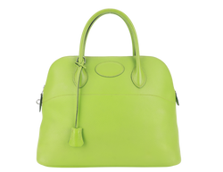 HERMES BOLIDE 35 NANNY GREEN TOGO LEATHER STAMP G SQUARE (YEAR 2003) WITH LOCK&KEYS AND STRAPS NO DUST COVER