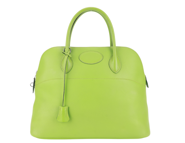 HERMES BOLIDE 35 NANNY GREEN TOGO LEATHER STAMP G SQUARE (YEAR 2003) WITH LOCK&KEYS AND STRAPS NO DUST COVER