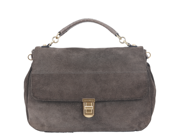 COCCINELLE GRAY COLOR SUEDE 2 WAY USE BAG WITH DUST COVER