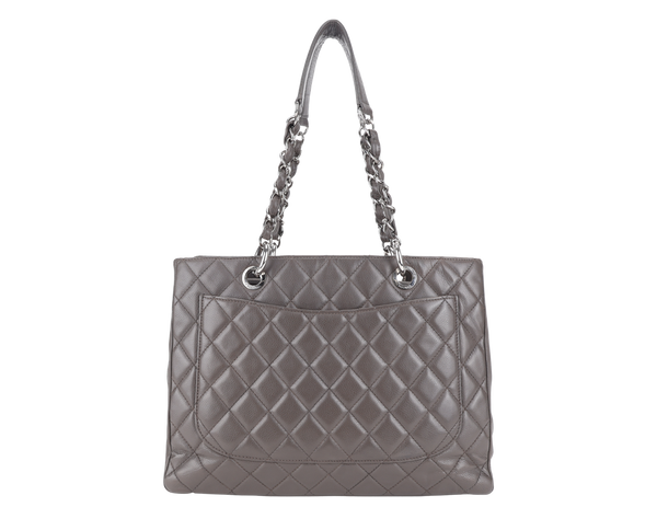 CHANEL GRAND SHOPPING TOTE (1503xxxx) GREY CAVIAR LEATHER SILVER HARDWARE WITH CARD NO DUST COVER