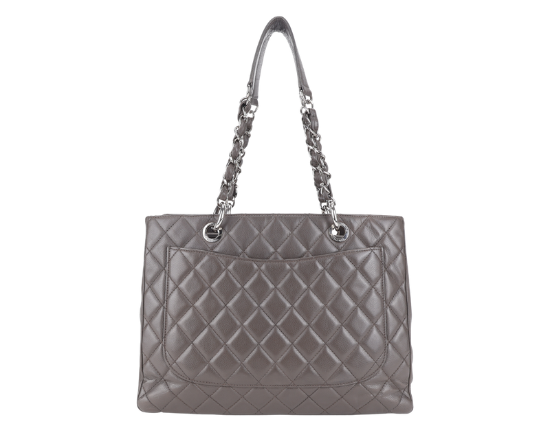 CHANEL GRAND SHOPPING TOTE (1503xxxx) GREY CAVIAR LEATHER SILVER HARDWARE WITH CARD NO DUST COVER