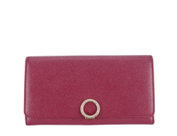 BVLGARI BVLGARI LOGO CLIP LONG WALLET BURGUNDY COLOR WITH BOX