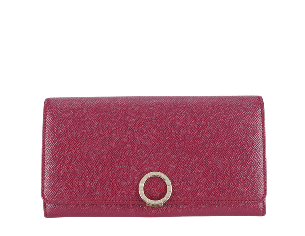 BVLGARI BVLGARI LOGO CLIP LONG WALLET BURGUNDY COLOR WITH BOX