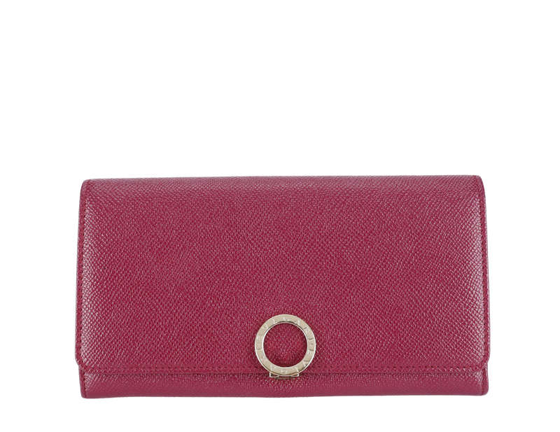 BVLGARI BVLGARI LOGO CLIP LONG WALLET BURGUNDY COLOR WITH BOX