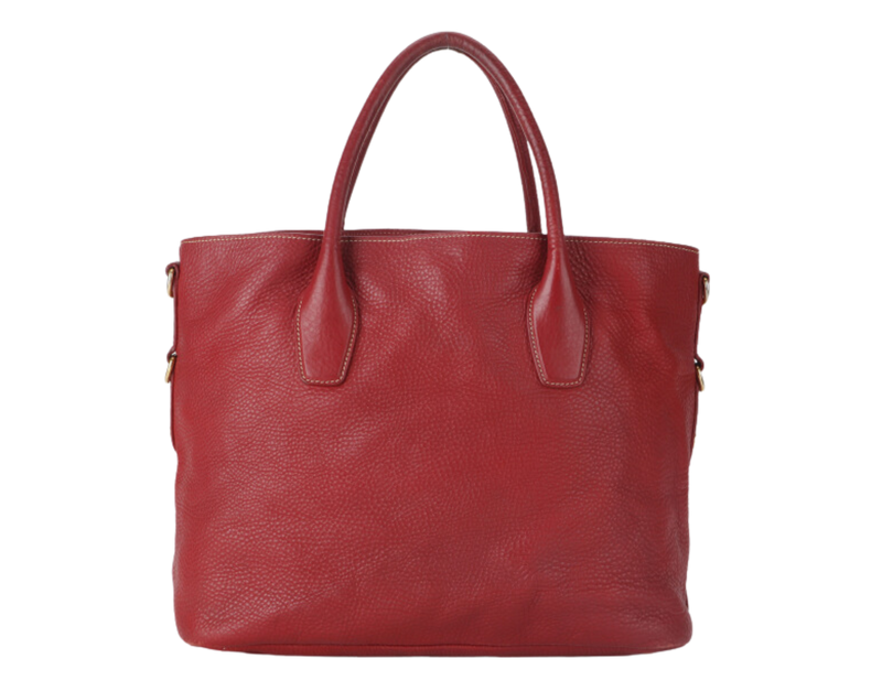 PRADA BN2317 TOTE LARGE ROSSO VITELLO DAINO LEATHER GOLD HARDWARE WITH CARD