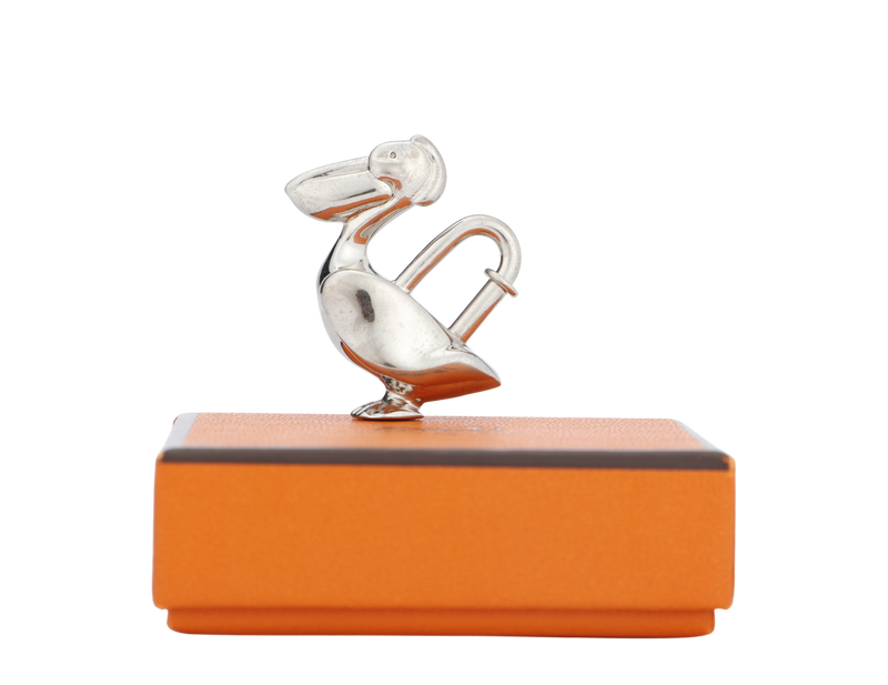 Hermes Pelican Silver Lock Charm