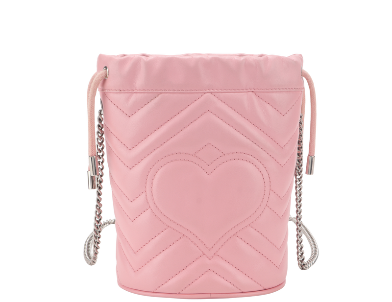 GUCCI GG MARMONT MINI BUCKET BAG PINK CALFSKIN LEATHER NO DUST COVER