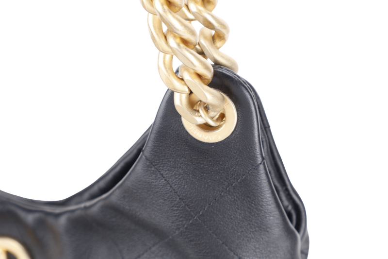 CHANEL CHAIN HOBO BLACK CALFSKIN GOLD HARDWARE (JNLCxxxx) WITH DUST COVER AND PAPER BAG