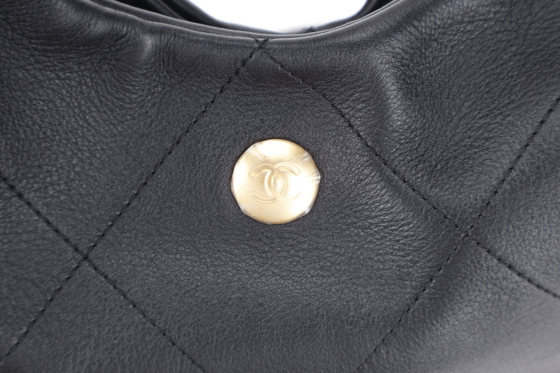 CHANEL CHAIN HOBO BLACK CALFSKIN GOLD HARDWARE (JNLCxxxx) WITH DUST COVER AND PAPER BAG