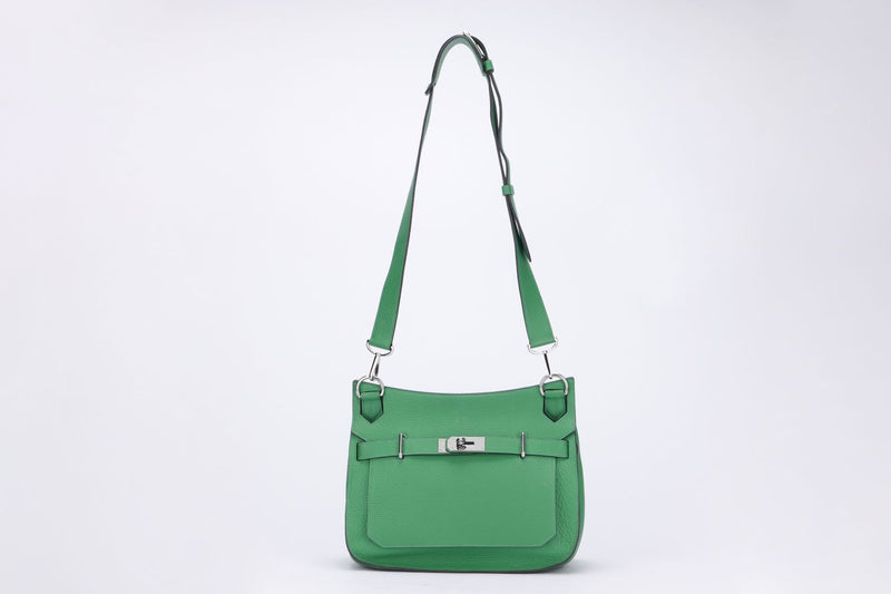 Hermes Jypsiere 31cm, Stamp R 2014, Bamboo Green, Clemence Leather with Silver Hardware