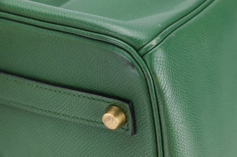 HERMÈS Birkin 35 handbag in Gold Courchevel leather and Green