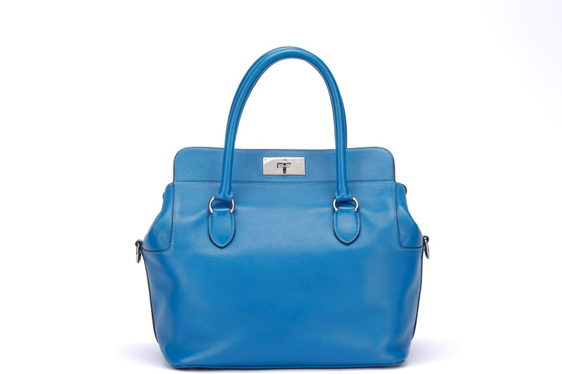 Hermes Birkin bag 35 Blue hydra Clemence leather Silver hardware