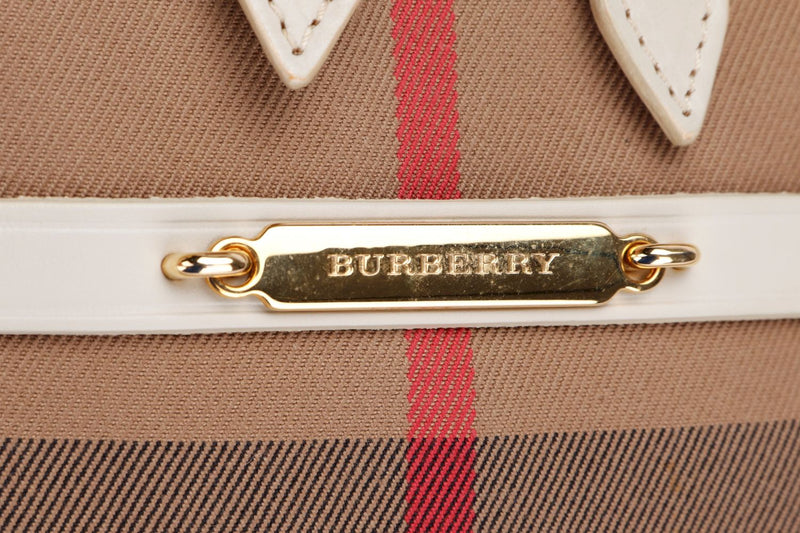 Burberry Bowling Bag, White Color Trim, Check Bridle