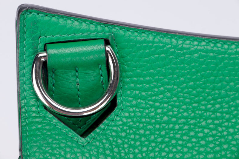 Hermes Jypsiere 31cm, Stamp R 2014, Bamboo Green, Clemence Leather with Silver Hardware