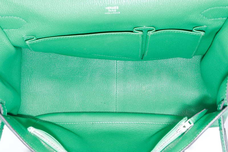 Hermes Jypsiere 31cm, Stamp R 2014, Bamboo Green, Clemence Leather with Silver Hardware