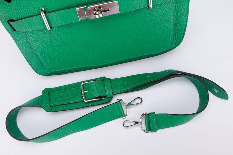 Hermes Jypsiere 31cm, Stamp R 2014, Bamboo Green, Clemence Leather with Silver Hardware