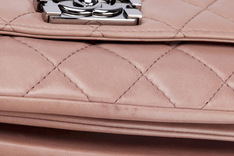 Chanel Quilted Crossbody Boy Logo Closure, Brown Lambskin