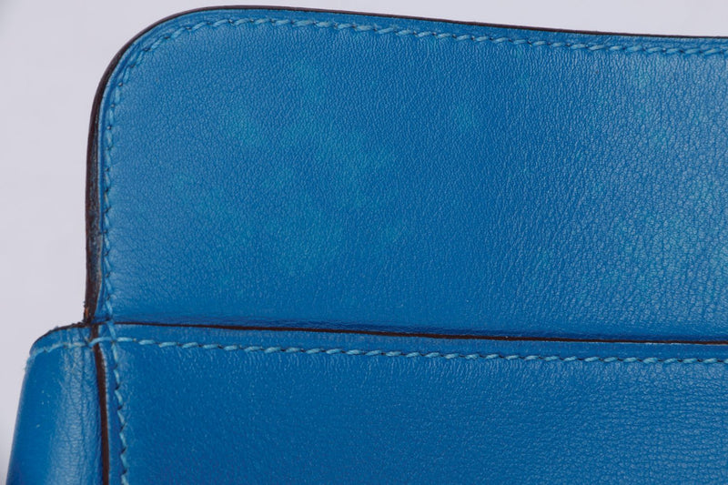 Hermes Cobalt Blue Clemence Leather Dogon Wallet w/o Coin Pouch