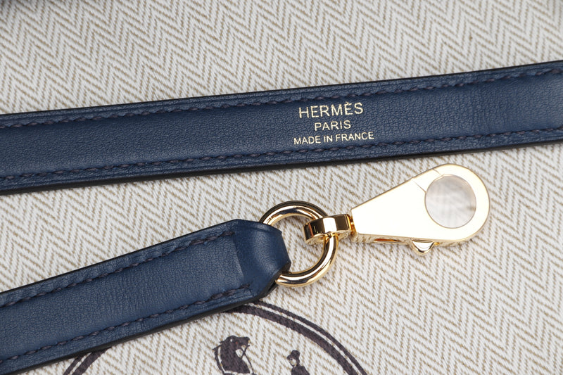 Hermes 24/24 (Stamp Z) width 29cm, Deep Blue Taurillon Maurice Bleu De Prusse Swift Leather Gold Hardware, with Strap, Dust Cover & Box