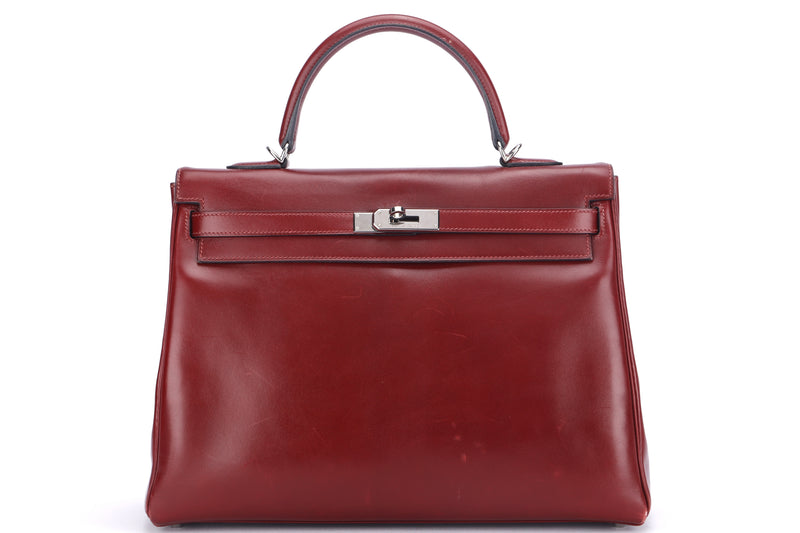 hermes kelly 35cm (stamp o) rough h box leather, silver hardware