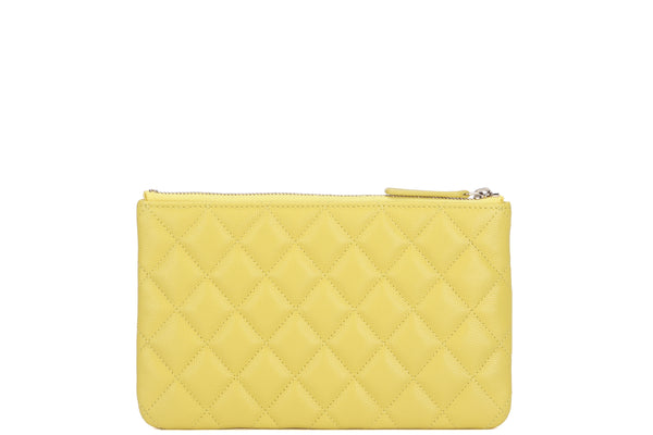CHANEL YELLOW CAVIAR ZIPPY SMALL POUCH (AUCNxxxx) LIGHT GOLD HARDWARE, WIDTH 20CM, WITH DUST COVER & BOX