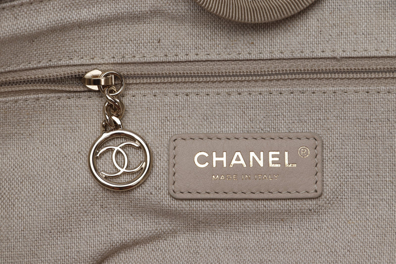 Chanel Deauville Tote (P7JKxxxx) PM Size, Khaki Color, Light Gold