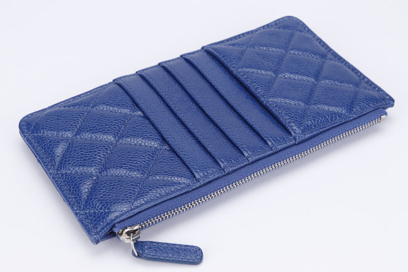 Chanel Metallic Blue Caviar Leather Phone Card Holder (2974xxxx), with Dust Cover & Box