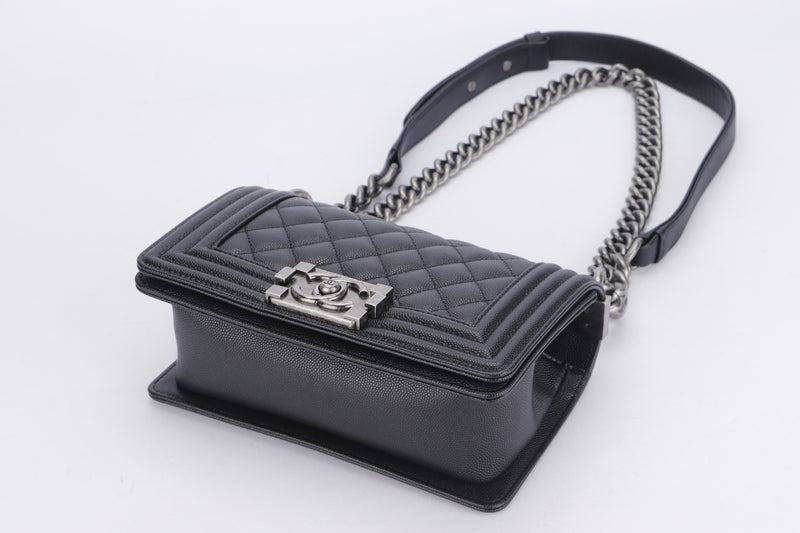 Chanel Crossbody '19 WB! Small Caviar Boy Bag W/Ruthenium Hardware – The  Little Bird