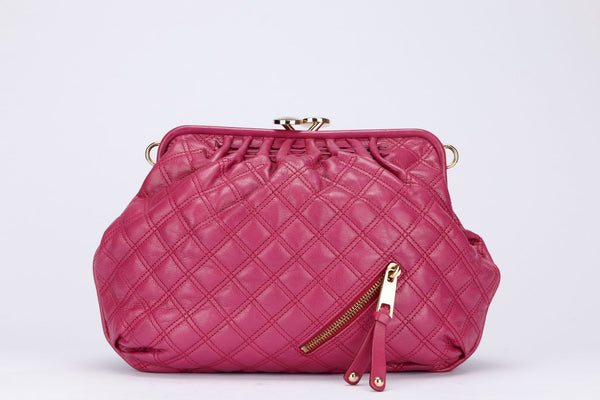 Marc Jacobs Pink Quilted Bag Round Twist Opener, with Strap & Dust Cover