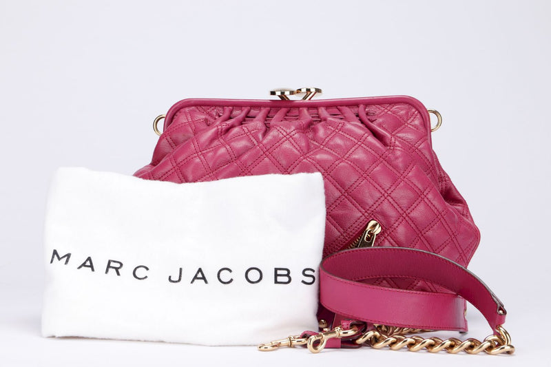 Marc Jacobs Pink Quilted Bag Round Twist Opener, with Strap & Dust Cover