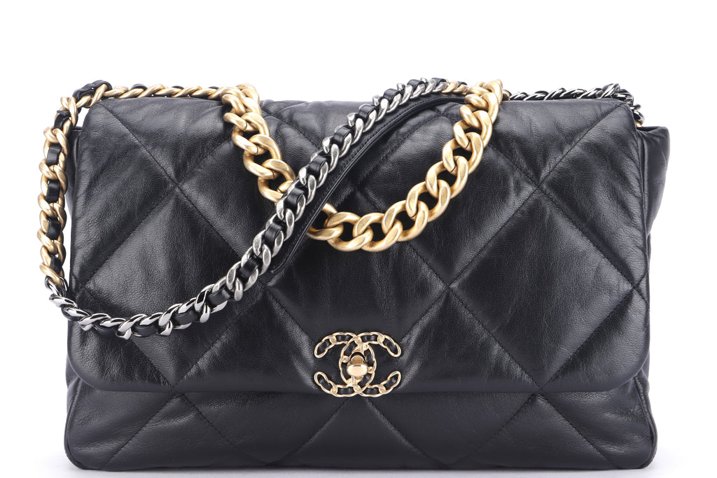 CHANEL Lambskin Quilted Maxi Chanel 19 Flap Black 1250597  FASHIONPHILE