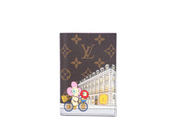 LOUIS VUITTON MONOGRAM XMAS ANIMATION FRANCE PASSPORT COVER , WITH DUST COVER & BOX