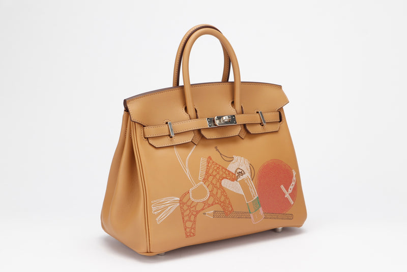 [Pre-order] Hermes Limited Edition Birkin 25 In & Out Biscuit Color Swift Leather Palladium Hardware