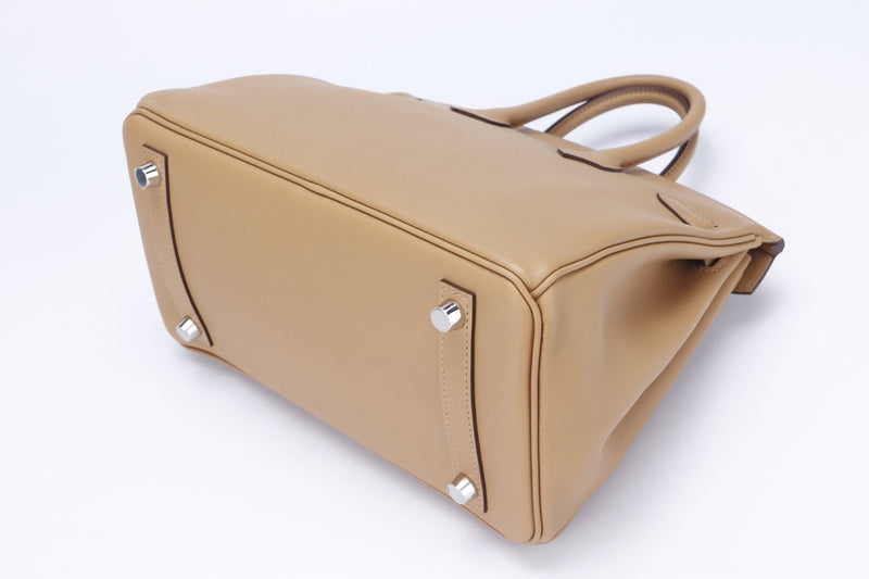 Hermes Birkin Handbag Biscuit Togo with Palladium Hardware 25 Brown