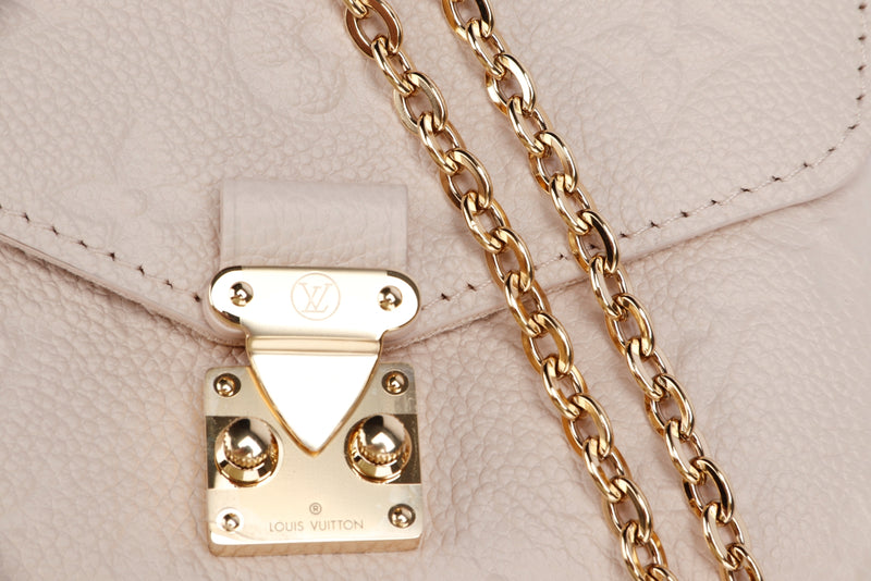 Louis Vuitton Micro Métis (M81390) Monogram Empreinte Beige Color, Gold Hardware with Gold Chain, Dust Cover & Box