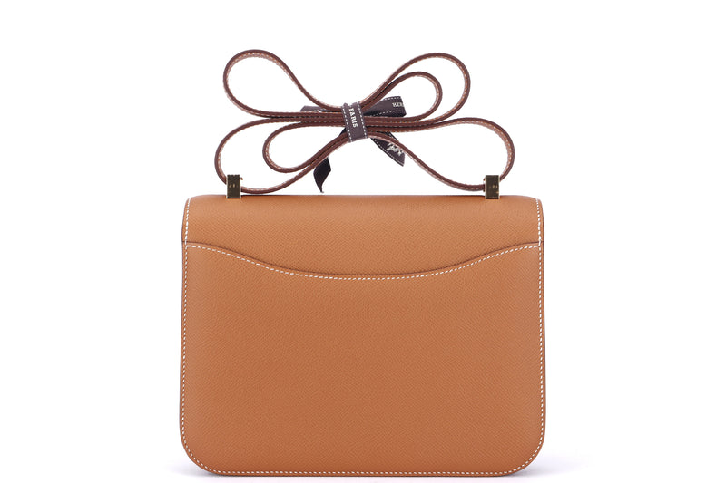 HERMES CONSTANCE 24 (STAMP U) GOLD COLOR EPSOM LEATHER, GOLD HARDWARE, WITH DUST COVER & BOX