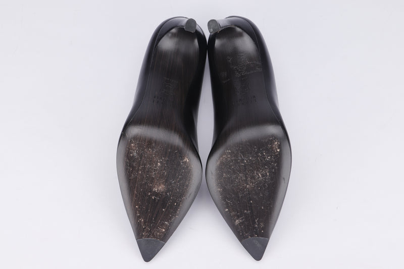 Stuart Weitzman Black Leather High Heel, Size 35.5, with Box