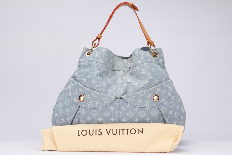 Louis Vuitton Light Blue Denim Hobo Bag (FO 2101), with Dust Cover