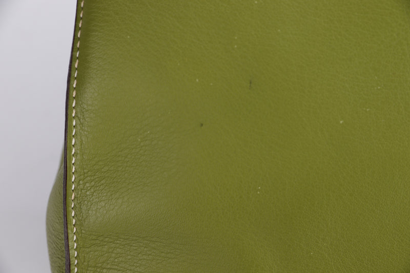 HERMES KELLY FLAT 35 (STAMP L) VERT ANIS SWIFT LEATHER, SHW, WITH STRAP & DUST COVER