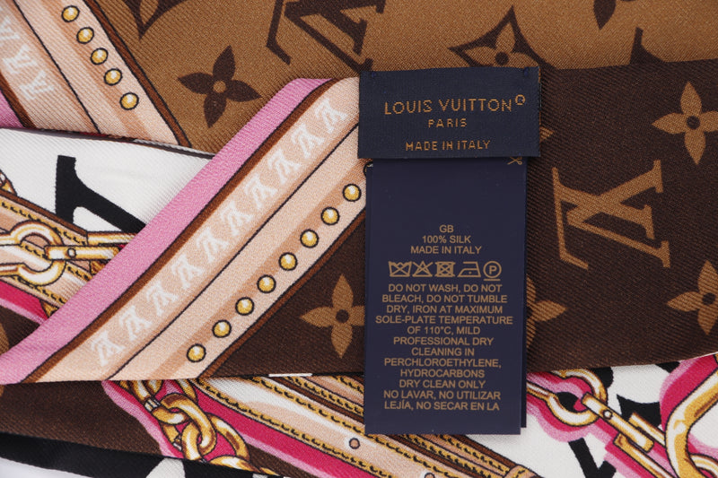 Louis Vuitton Monogram Confidential Bandeau Brown Twilly Silk Scarf