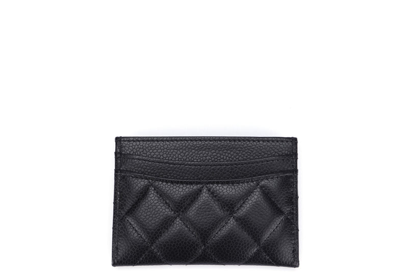 Chanel Black Caviar Card Case (3193xxxx) Gold Hardware, with Card, Dust Cover & Box