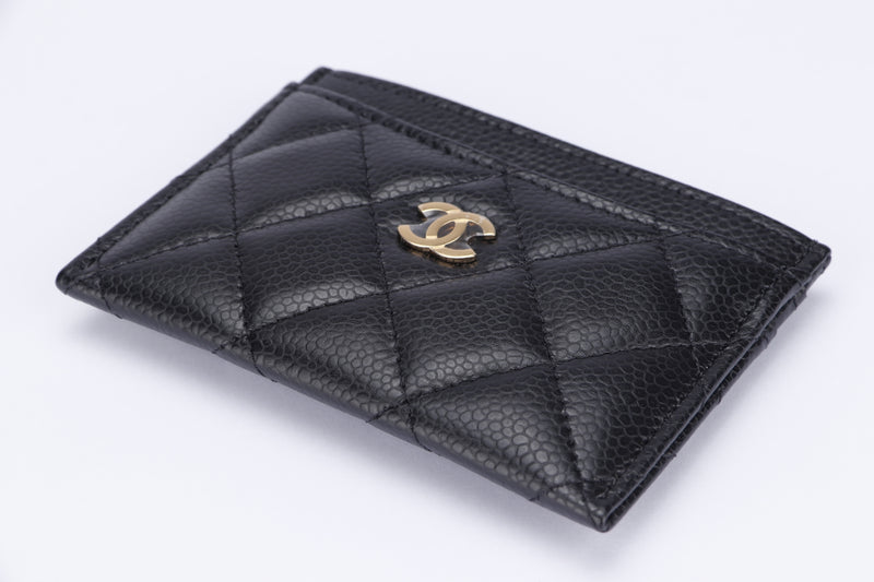 Chanel Black Caviar Card Case (3193xxxx) Gold Hardware, with Card, Dust Cover & Box