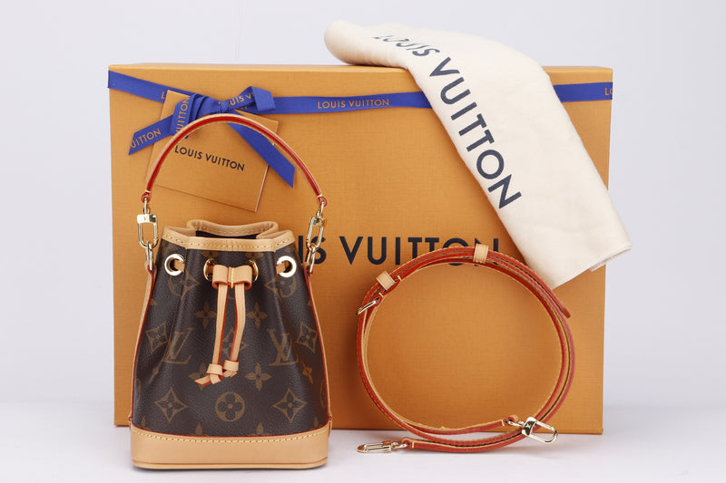 Louis Vuitton Nano Noé (M81266) Monogram, with Strap & Handle, with Dust Cover & Box