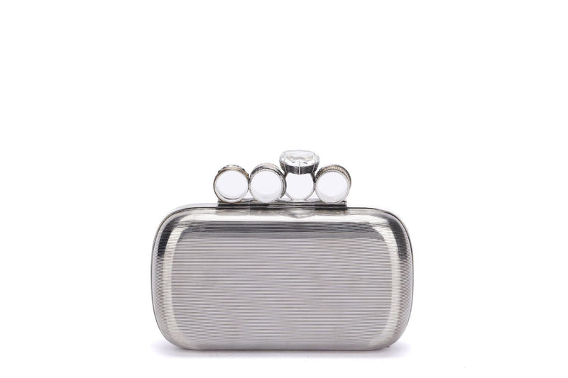 Alexander McQueen Rings Clutch, Silver Color, with Dust Cover