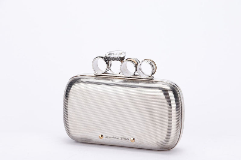 Alexander McQueen Rings Clutch, Silver Color, with Dust Cover