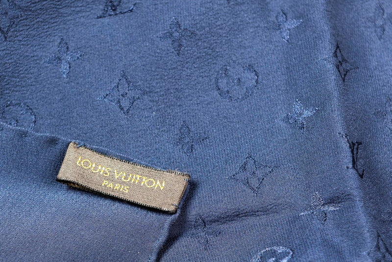 Louis Vuitton Dark Blue Monogram Silk Scarf 85cm, no Box