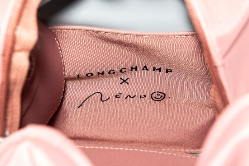 Longchamp 粉色白色方形包