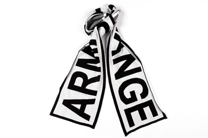 Armani Exchange White & Black Logo Printed Scarf, no Box