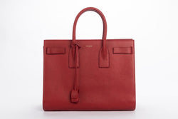 Yves Saint Laurent Sae De Jour Large Tote Bag in Red Leather, with Keys, Lock & Dust Cover