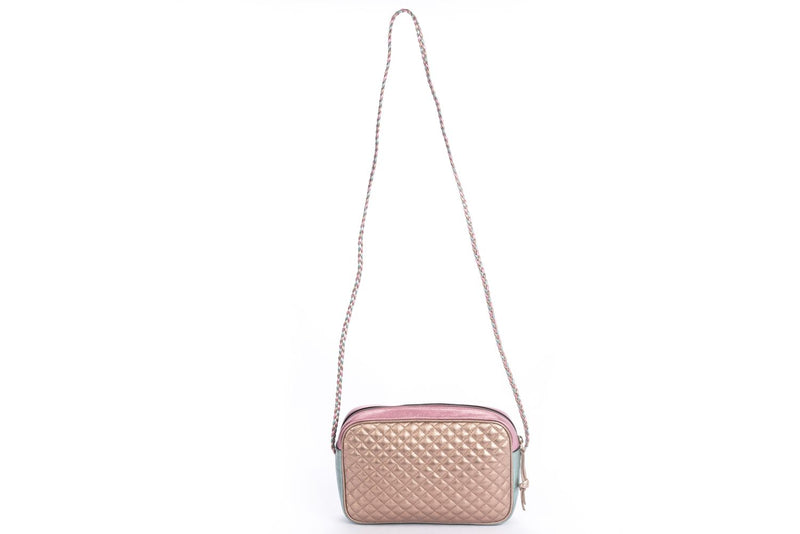 Gucci Laminate Shoulder Bag, Quilted Pink Metallic & Blue Metallic